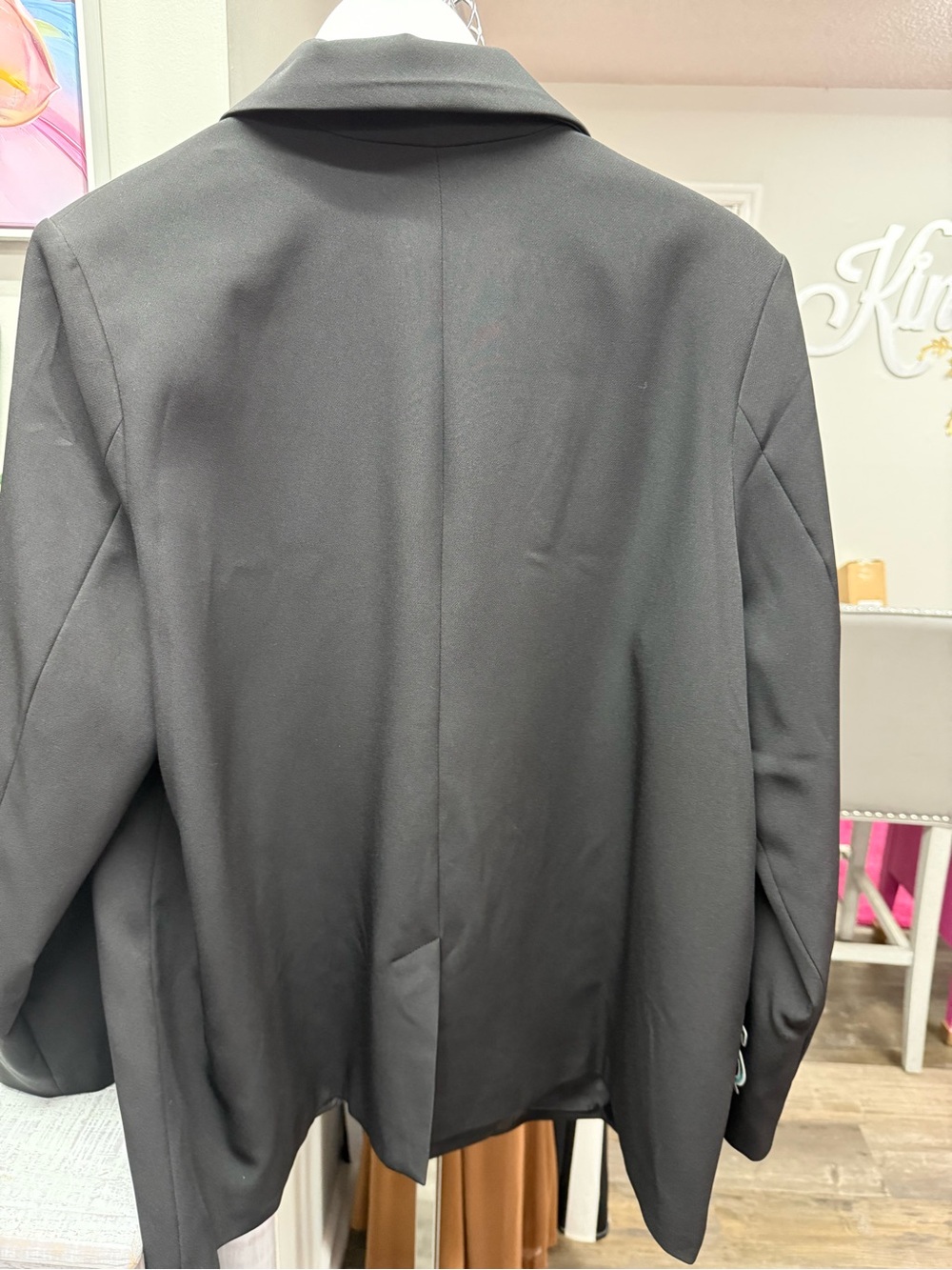 New Black Embellished Women's Blazer with Beige Logo Appliqués - Picture 10 of 10